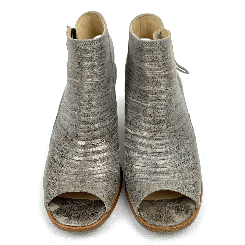 Paul Green Cayanne Bootie Sandals Woven Peep Toe Metallic Leather Comfort US 7.5 - Picture 3 of 8